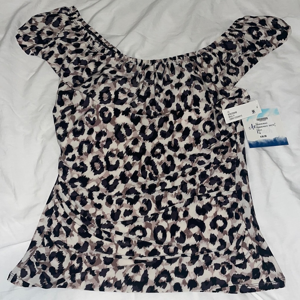 NWT- American Beach- size 10 - bathing suit top- leopard print
